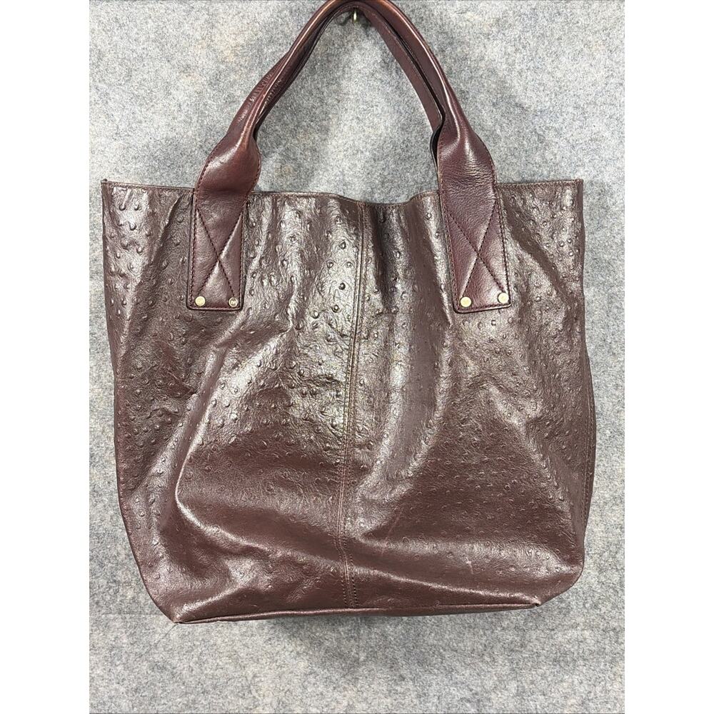 Diane von Furstenberg Addison Burgundy Ostrich Embroidered Leather Tote - Picture 4 of 13